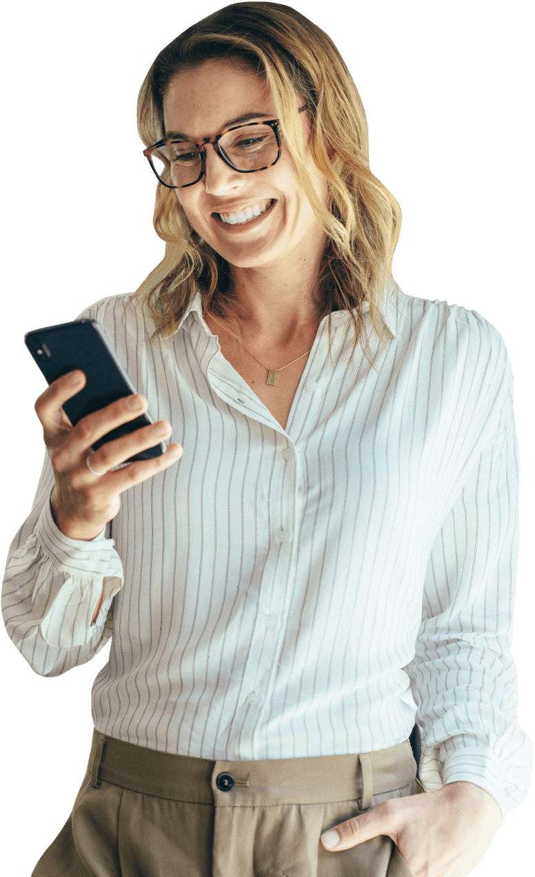 blonde woman using leanpay app